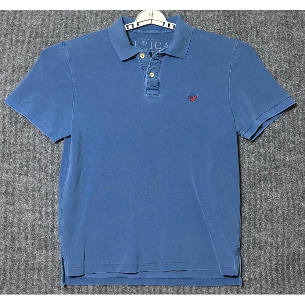 American Eagle Outfitters Mens Blue Athletic Fit Short Sleeve Polo‎ Shirt Size L